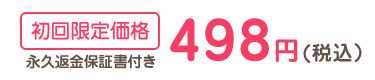 初回限定価格 永久返金保証書付き 498円(税込)